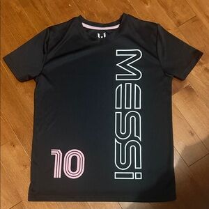 Black Messi Short Sleeve Tee with Pink Accents